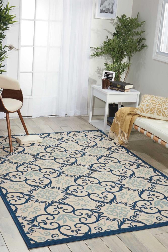 Nourison - Caribbean CRB02 Dark Blue and White 26in x 4 Area Rug - CRB02-99446334176_CLOSEOUT veiw 2