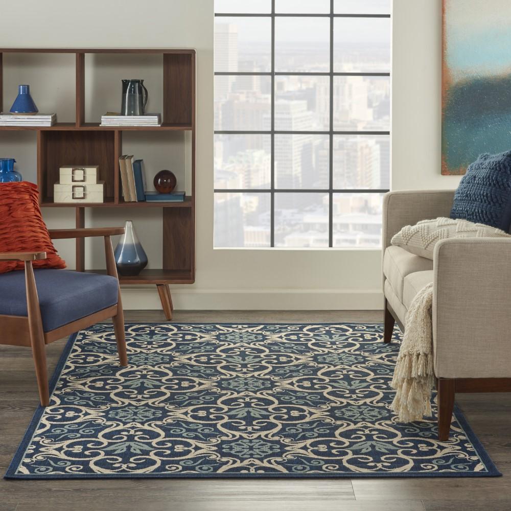 Nourison - Caribbean CRB02 Navy Blue and White 311in x 511in Area Rug - CRB02-99446239402_CLOSEOUT veiw 2
