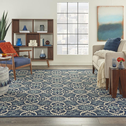 Nourison - Caribbean CRB02 Dark Blue 67in x 96in Large Rug - CRB02-99446422033_CLOSEOUT veiw 2