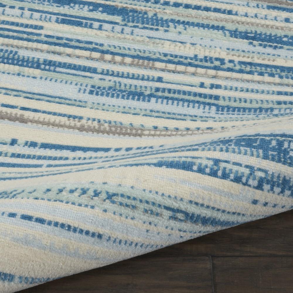 Nourison - Jubilant JUB04 Teal Blue and White 86 x 12 Large Low-pile Rug - JUB04-99446760982 veiw 2