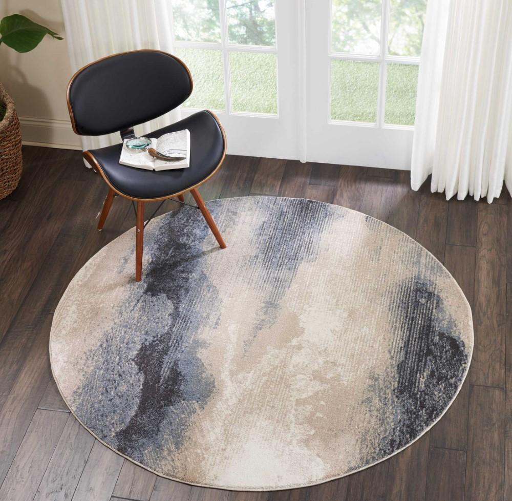 Nourison - Maxell MAE06 Grey and Ivory 53in x Round Area Rug - MAE06-99446000866 veiw 2