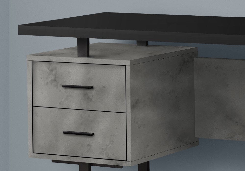 Monarch Specialties - Computer Desk, Home Office, Laptop, Left, Right Set-Up, Storage Drawers, 60inL, Work, Metal, Laminate, Grey, Black, Contemporary, Modern - I-7632 veiw 2