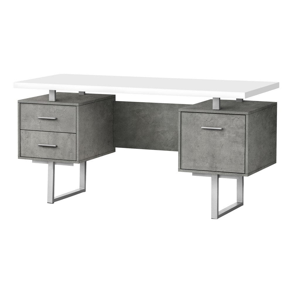 Monarch Specialties - Computer Desk, Home Office, Laptop, Left, Right Set-Up, Storage Drawers, 60inL, Work, Metal, Laminate, Grey, White, Contemporary, Modern - I-7633 veiw 1