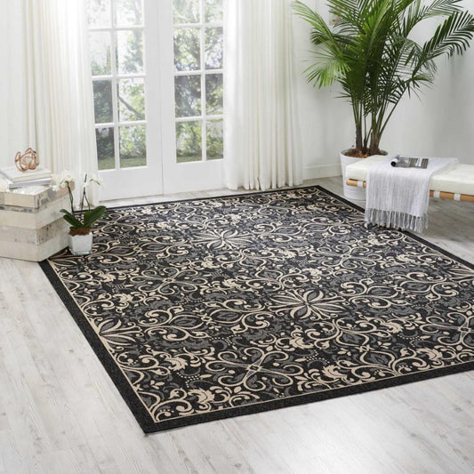 Nourison - Caribbean CRB12 Black 93in x 129in Oversized Rug - CRB12-99446374929_CLOSEOUT veiw 2