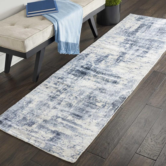 Kathy Ireland Home - Safari Dreams KI372 Slate Blue and White 23in x 8 Hallway Rug - KI372-99446041593_CLOSEOUT veiw 2