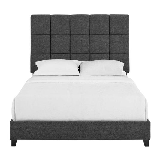 Legends Furniture - Bridgevine Home Queen Size Tall Grey Square Headboard Upholstered Platform Bed - ZBRD-7007QN veiw 2
