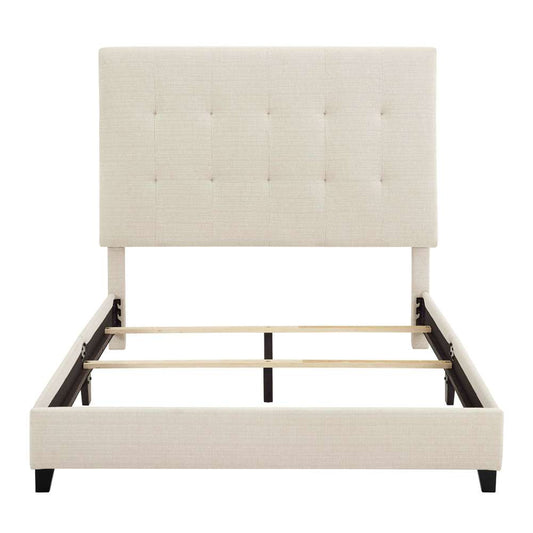Legends Furniture - Bridgevine Home Queen Size Tall Tan Tufted Headboard Upholstered Platform Bed - ZBRD-7002QN veiw 2