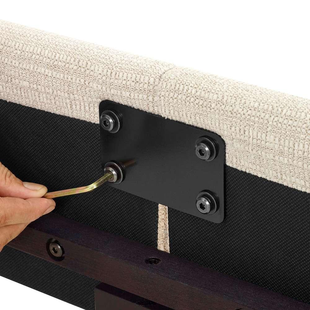 Legends Furniture - Bridgevine Home Queen Size Tall Tan Tufted Headboard Upholstered Platform Bed - ZBRD-7002QN veiw 4