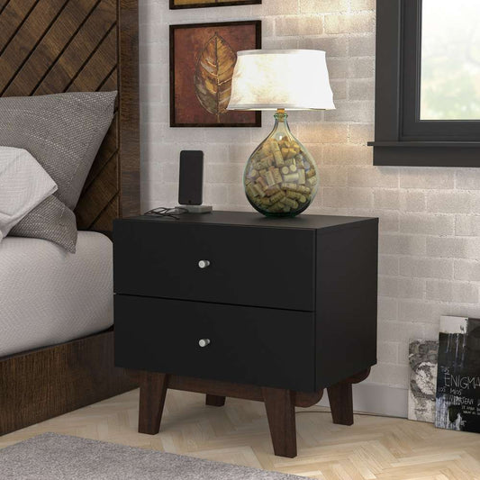 Living Essentials by Hillsdale - Kincaid Wood 2 Drawer Nightstand, Matte Black - 2735-773 veiw 2