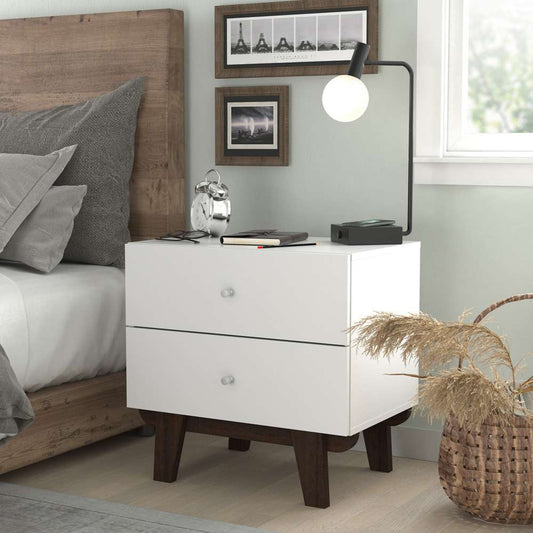 Living Essentials by Hillsdale - Kincaid Wood 2 Drawer Nightstand, Matte White - 2735-772 veiw 2