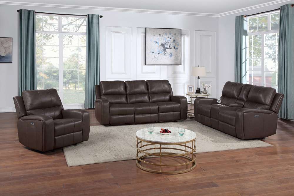 New Classic Furniture - Linton Leather Sofa W/ Pwr Fr-Brown - L1721-30P1-LDB veiw 3