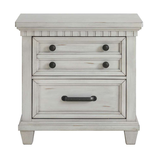 Picket House Furnishings - Windom 2-Drawer Nightstand with USB in Antique White - B-10530-7-NS veiw 2