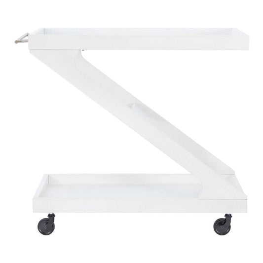 Powell Company - Marlon Wood Rolling Bar Cart, Antique White - D1520LA23NAN veiw 2