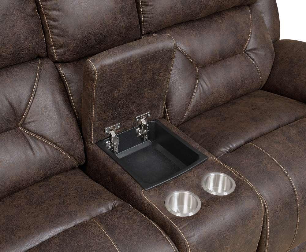 Steve Silver - Aria Dual-Power Reclining Console Loveseat - Saddle Brown - AA950LBN veiw 4