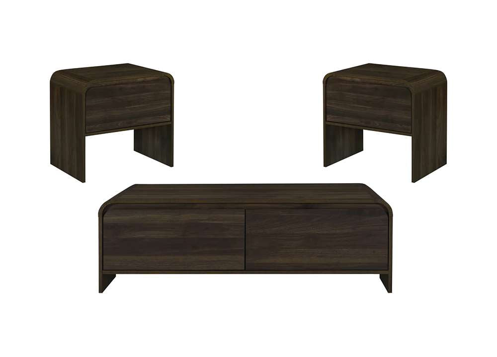 New Classic Furniture - Mara 3Pcs - Cocktail Table & 2 End Tables - Walnut - 19-3518W-3P veiw 1