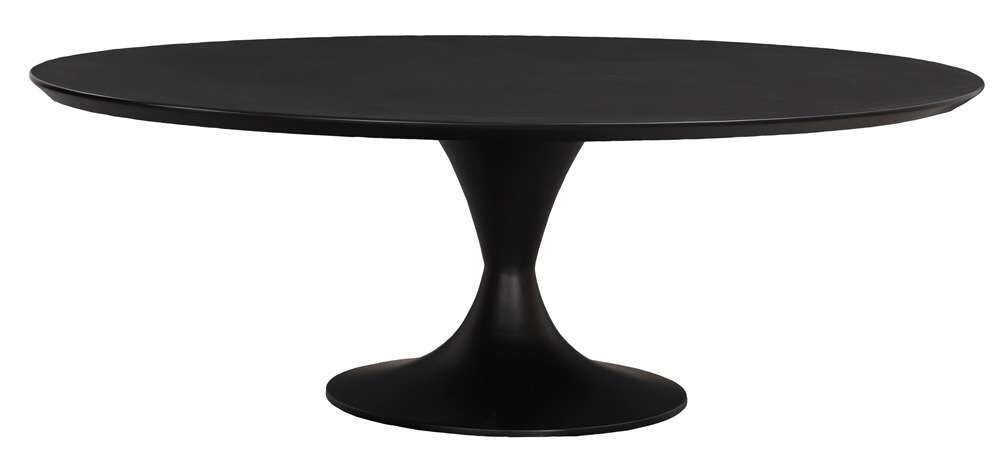 Fairfield Chair Company - Massimo Tulip Cocktail Height Table Base With Laminate 60in Oval Table Black Top Black Leg veiw 1