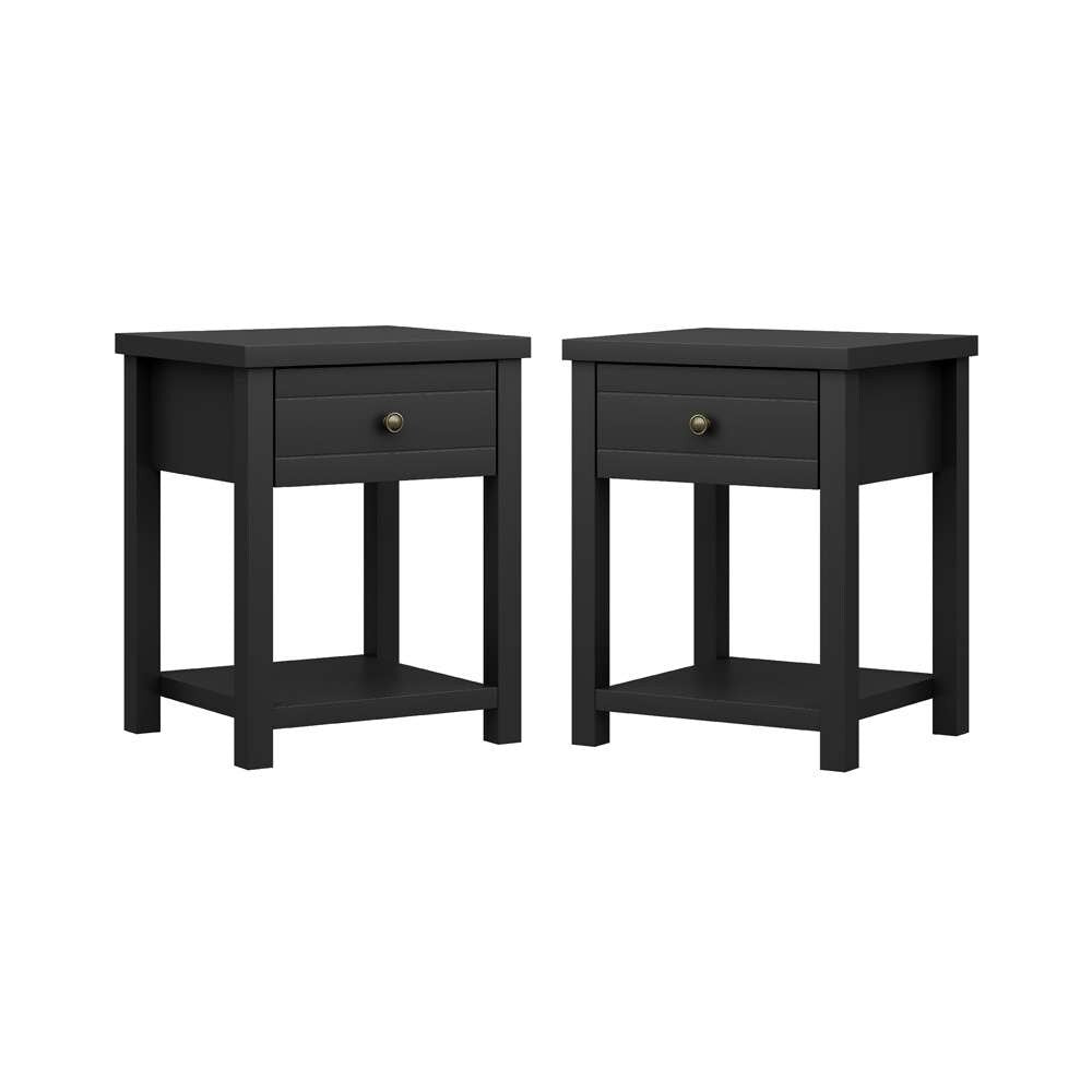 Living Essentials by Hillsdale - Harmony Wood Accent Table, Set of 2, Matte Black - 5402OCC2 veiw 1