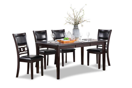 New Classic Furniture - Gia 5-Piece Wood Rectangle Dining Set, 1 Table And 4 Chairs, 60 Inch, Ebony - D1701-160-EBY veiw 2