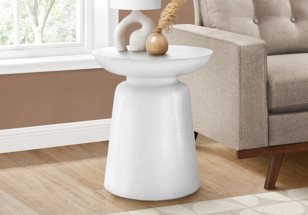 Monarch Specialties - Accent Table, Drum, Side, End, Nightstand, Lamp, Living Room, Bedroom, White Metal, Contemporary, Modern - I 3917 veiw 5