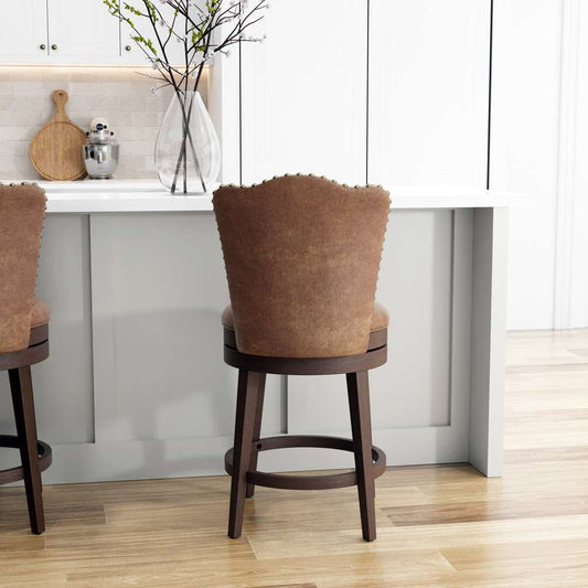 Hillsdale Furniture - Edenwood Wood Counter Height Swivel Stool, Chocolate with Chestnut Faux Leather - 5945-826 veiw 3