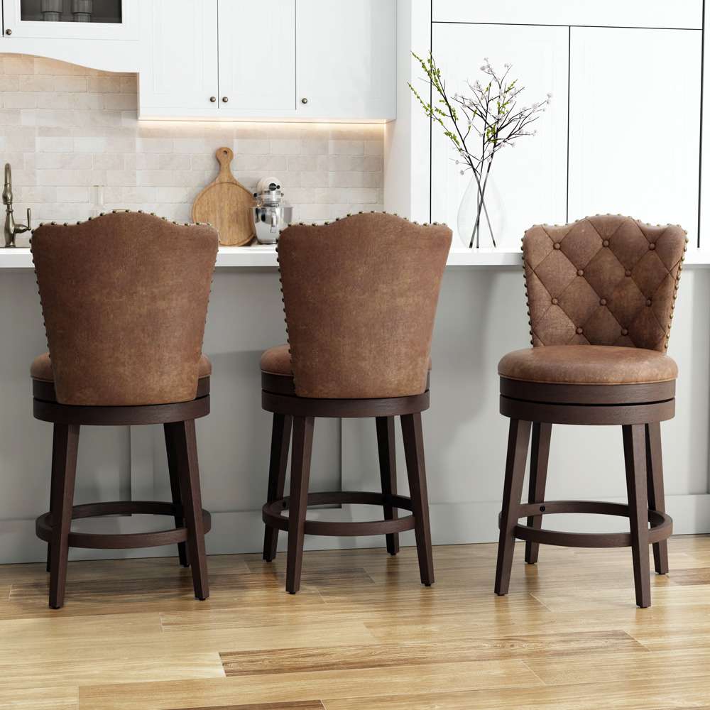 Hillsdale Furniture - Edenwood Wood Counter Height Swivel Stool, Chocolate with Chestnut Faux Leather - 5945-826 veiw 4