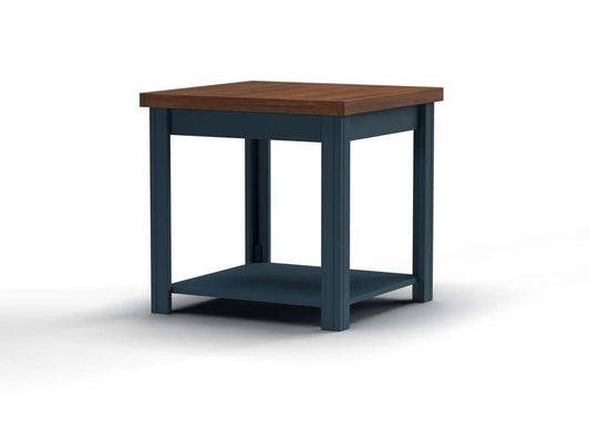 Legends Furniture - Bridgevine Home 24 in. W x 24 in. HBlue Denim and Whiskey Brown Finish Solid Wood Side Table - NT4110.BWK veiw 2