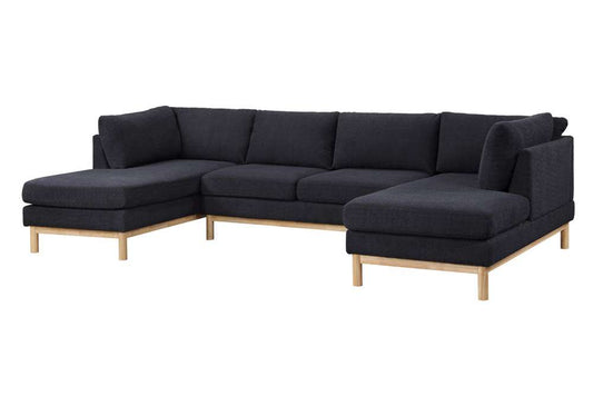 Lilola Home - Hallie Black Sherpa 124in Wide Double Chaise U-Shape Sectional Sofa - 83125 veiw 2