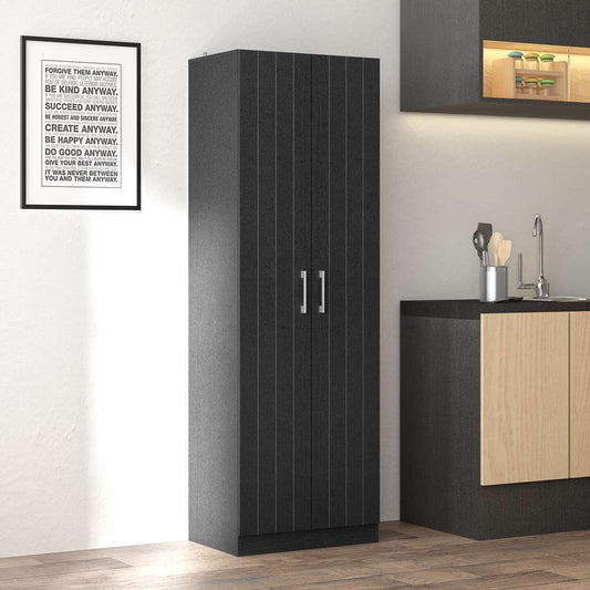 Living Essentials by Hillsdale - Lancaster Small Wood Kitchen Pantry with 2 Doors and 4 Shelves, Black Oak - 5392-890 veiw 2