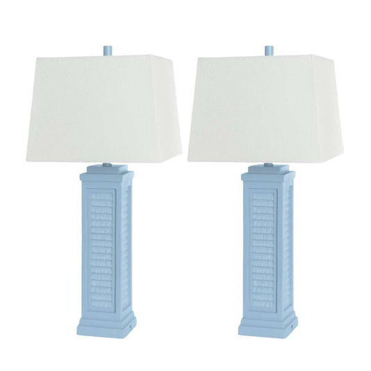 Lux Lighting - Shutter 32in Blue Polyresin Coastal Table Lamp w/USB, (Set of 2) - LUX-3925-BLUE-USB veiw 2