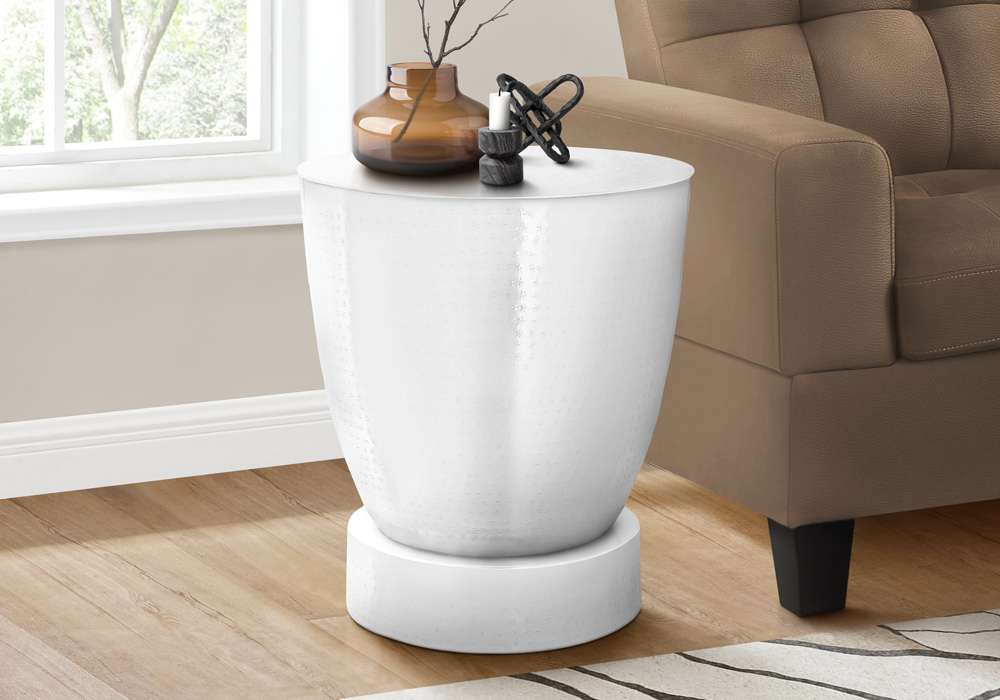Monarch Specialties - Accent Table, Drum, Side, End, Nightstand, Lamp, Living Room, Bedroom, White Metal, Contemporary, Modern - I 3921 veiw 5