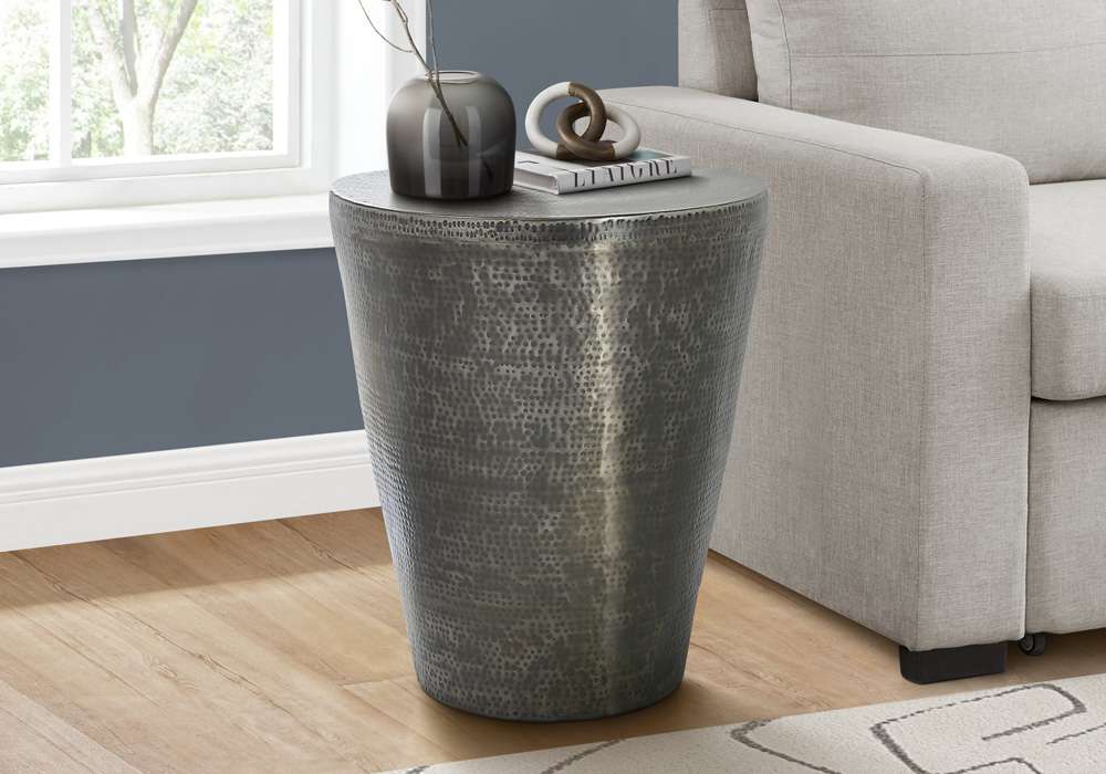 Monarch Specialties - Accent Table, Drum, Side, End, Nightstand, Lamp, Living Room, Bedroom, Grey Metal, Contemporary, Modern - I 3924 veiw 5