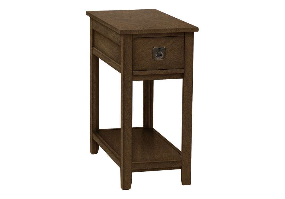 Monarch Specialties - Accent Table, End, Side Table, Nightstand, Bedroom, Narrow, Storage Drawer, Brown Veneer, Transitional - I 3953 veiw 1