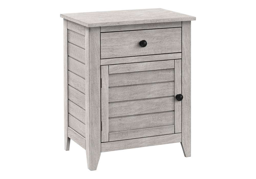 Monarch Specialties - Accent Table, Nightstand, Storage Drawer, End, Side Table, Bedroom, Lamp, Storage, Grey Veneer, Transitional - I 3950 veiw 1