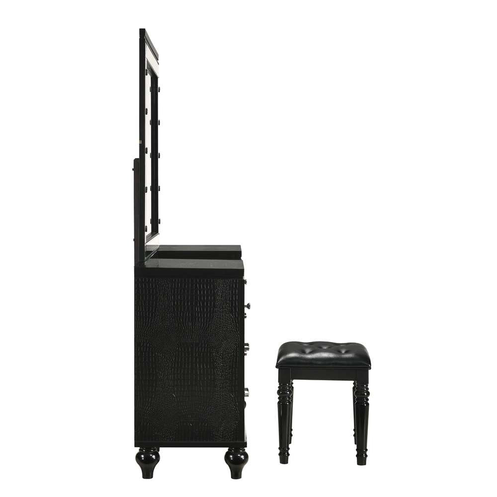 New Classic Furniture - Valentino Vanity Table Mirror (Bulbs Not Included)-Black - BA9698B-091 veiw 3