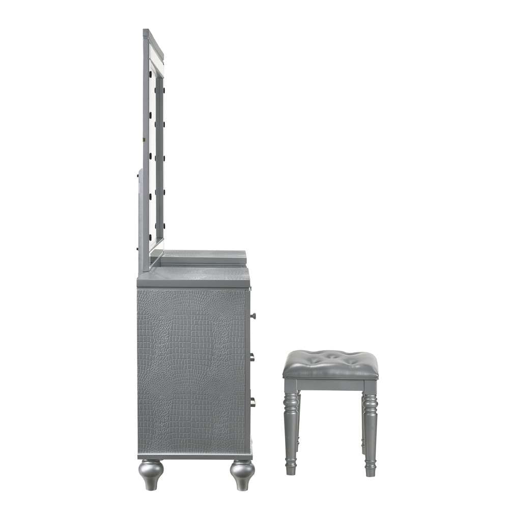 New Classic Furniture - Valentino Vanity Table Stool-Silver - BA9698S-092 veiw 4