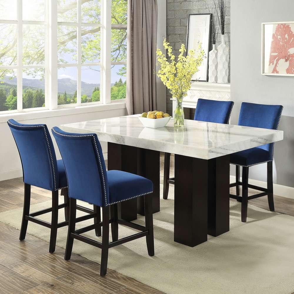 Steve Silver - Camila 5PC Rectangle Counter Set Blue Chair - CM420-C5PC-WB veiw 1