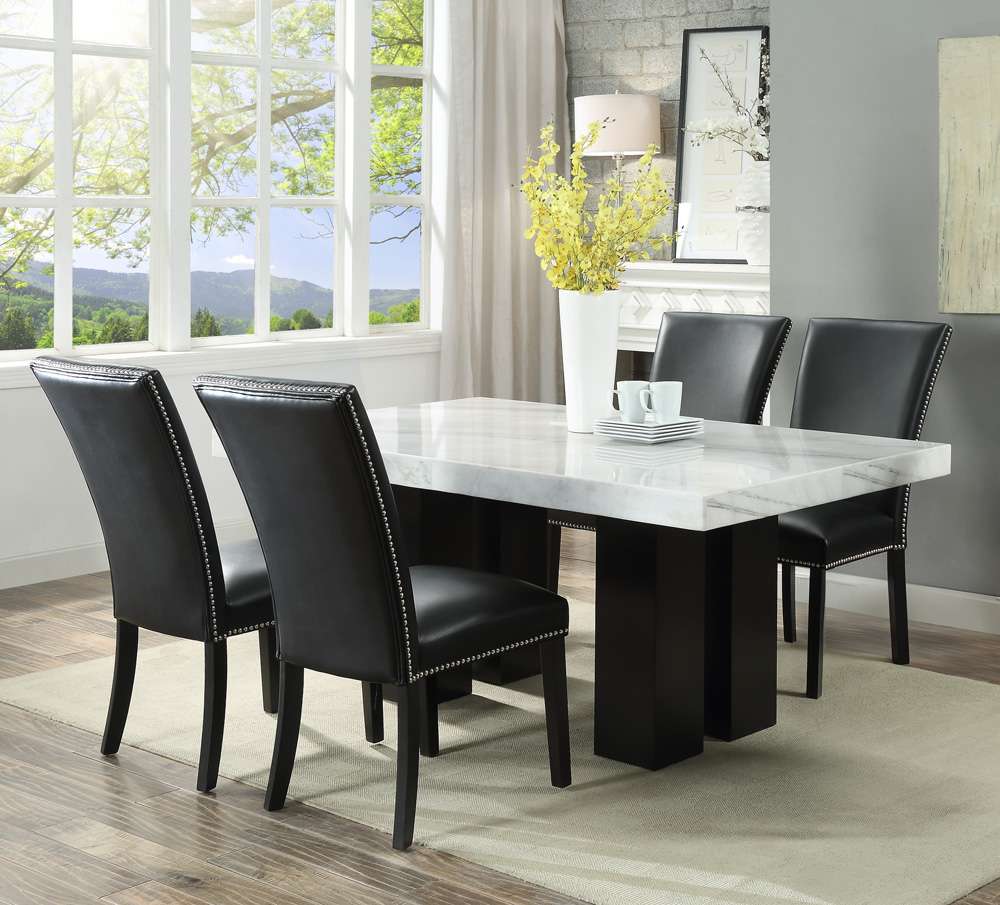 Steve Silver - Camila 5PC Rectangle Dining Set Black Chair - White Table Top - CM420-D5PC-WK veiw 1