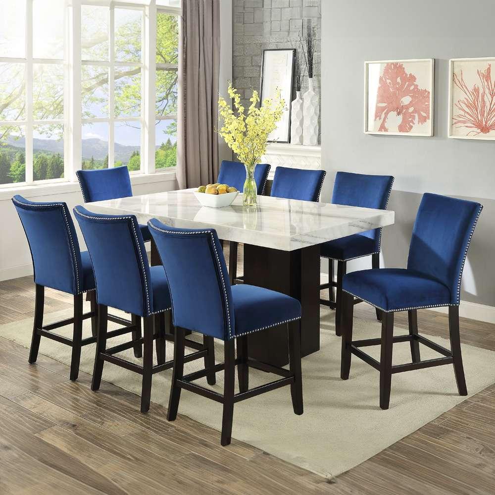 Steve Silver - Camila 9PC Rectangle Counter Set Blue Chair - CM420-C9PC-WB veiw 1