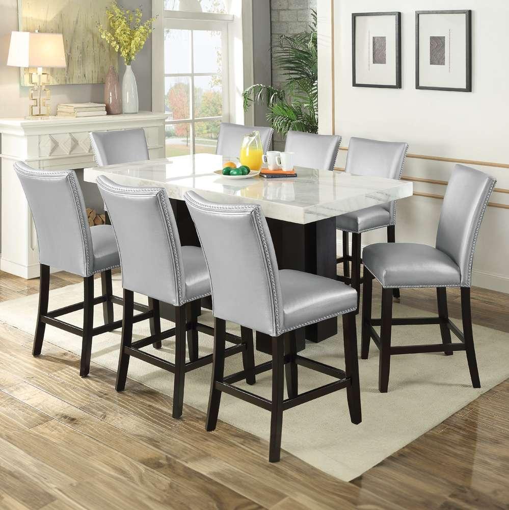 Steve Silver - Camila 9PC Rectangle Counter Set Silver Chair - CM420-C9PC-WS veiw 1