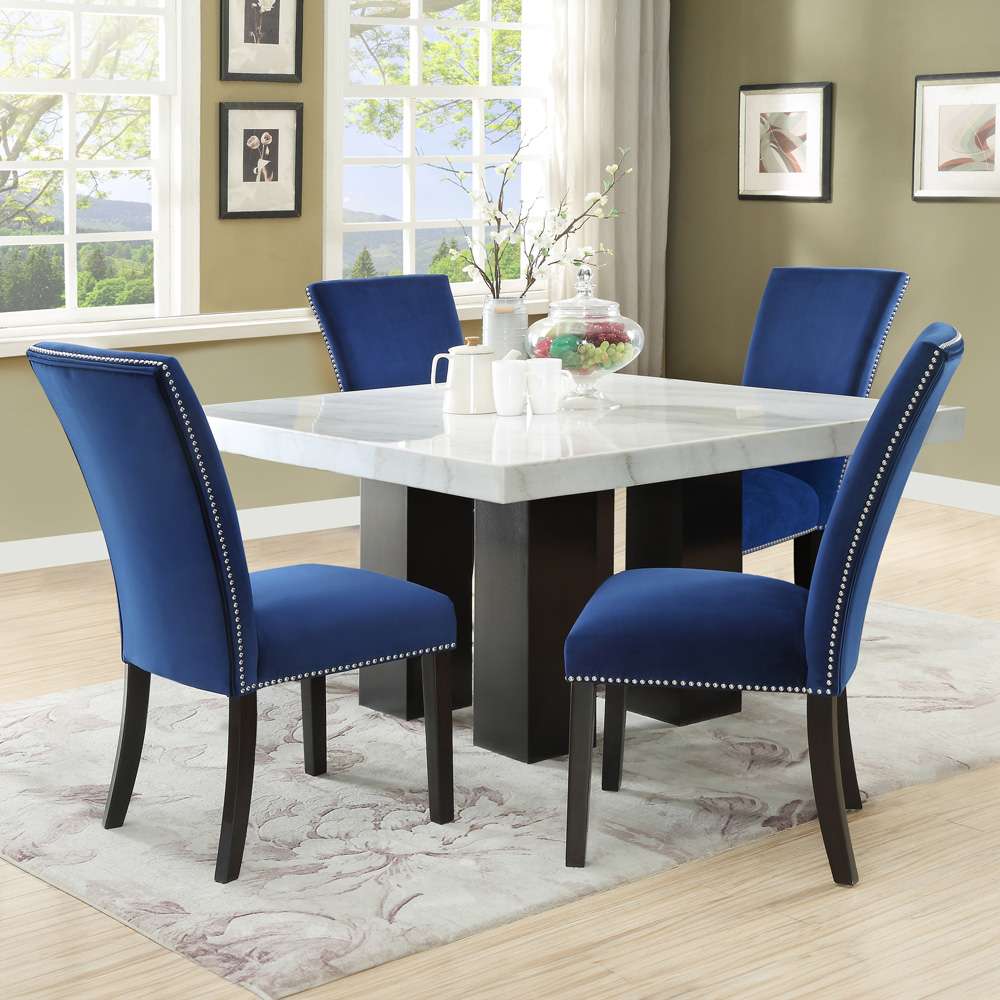 Steve Silver - Camila Square 5PC Dining Set Blue Chair - CM540-D5PC-B veiw 1