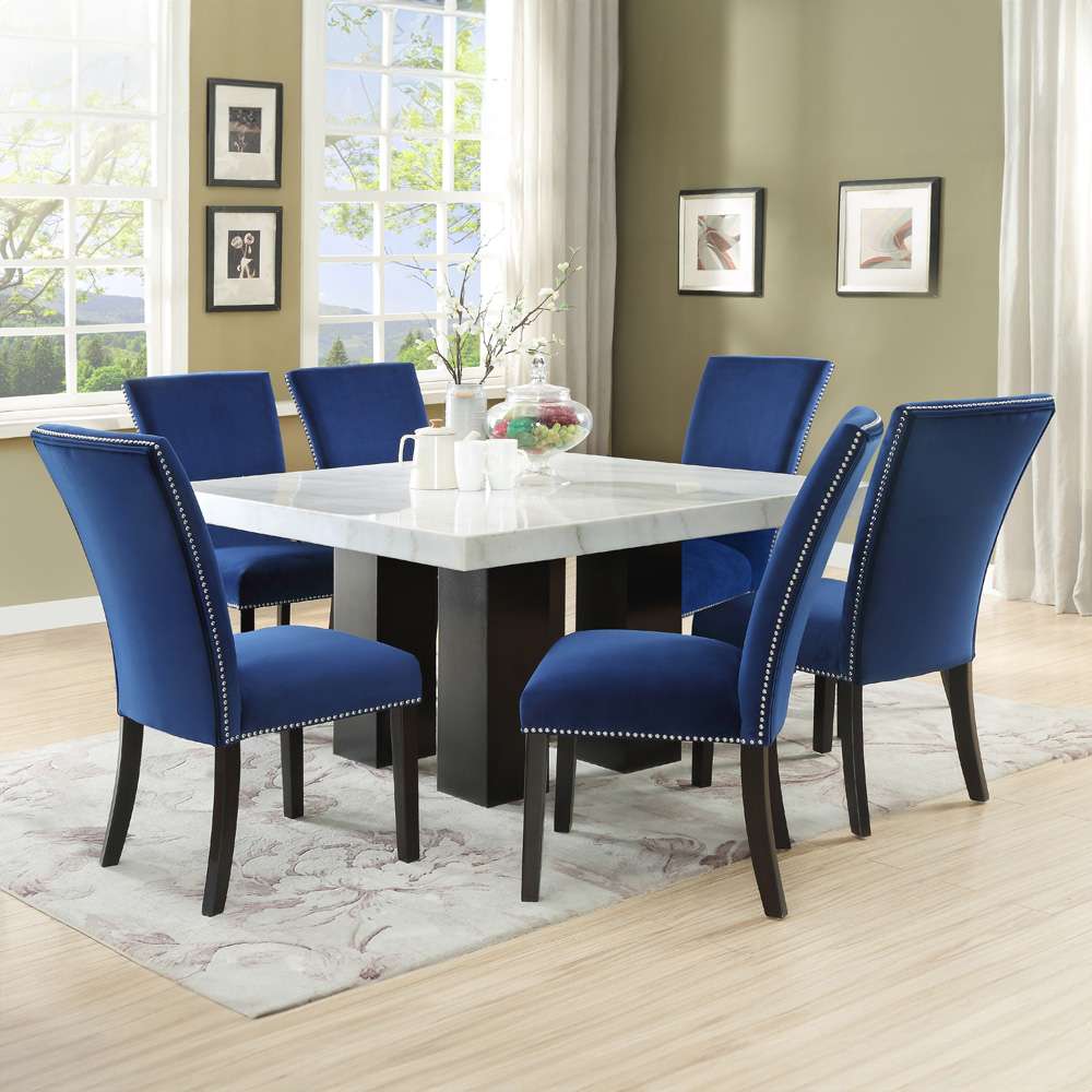 Steve Silver - Camila Square 7PC Dining Set Blue Chair - CM540-D7PC-B veiw 1