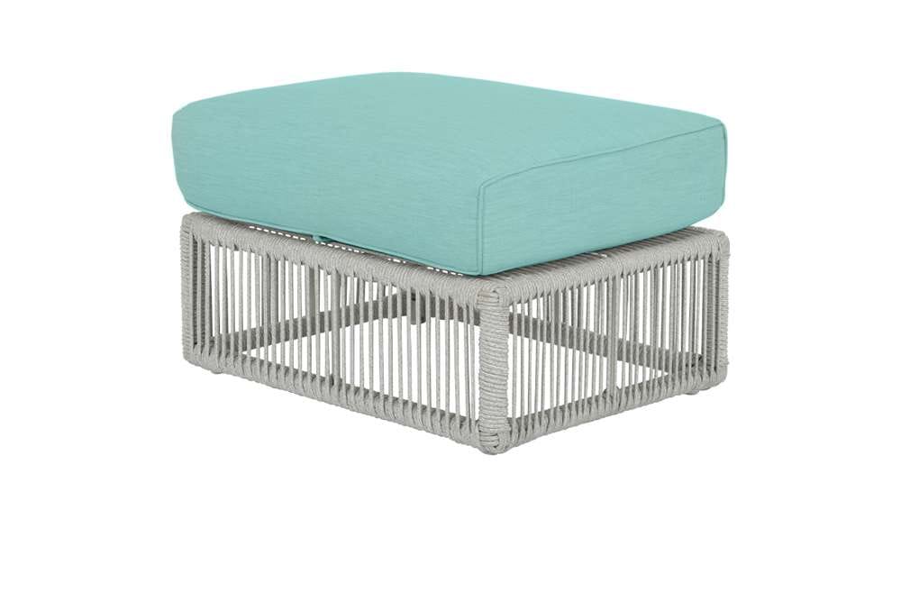 Sunset West - Miami Ottoman in Dupione Celeste w/ Self Welt - SW4401-OTT-8067 veiw 1