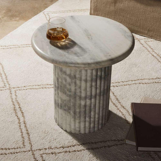 Four Hands - Oranda End Table - Polished White Marble w/ Sealant - 233874-001 veiw 2