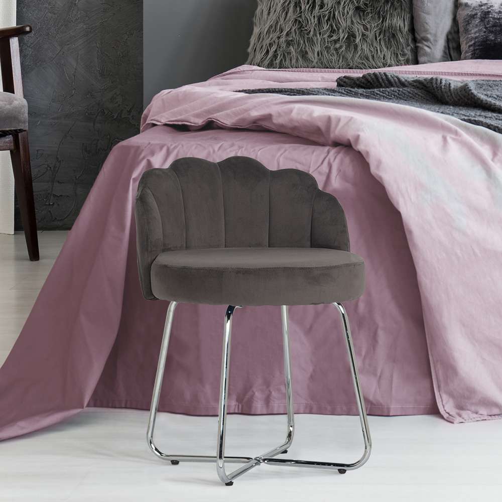 Hillsdale Furniture - Catalina Metal Vanity Stool, Chrome with Dark Gray Fabric - 51106 veiw 4