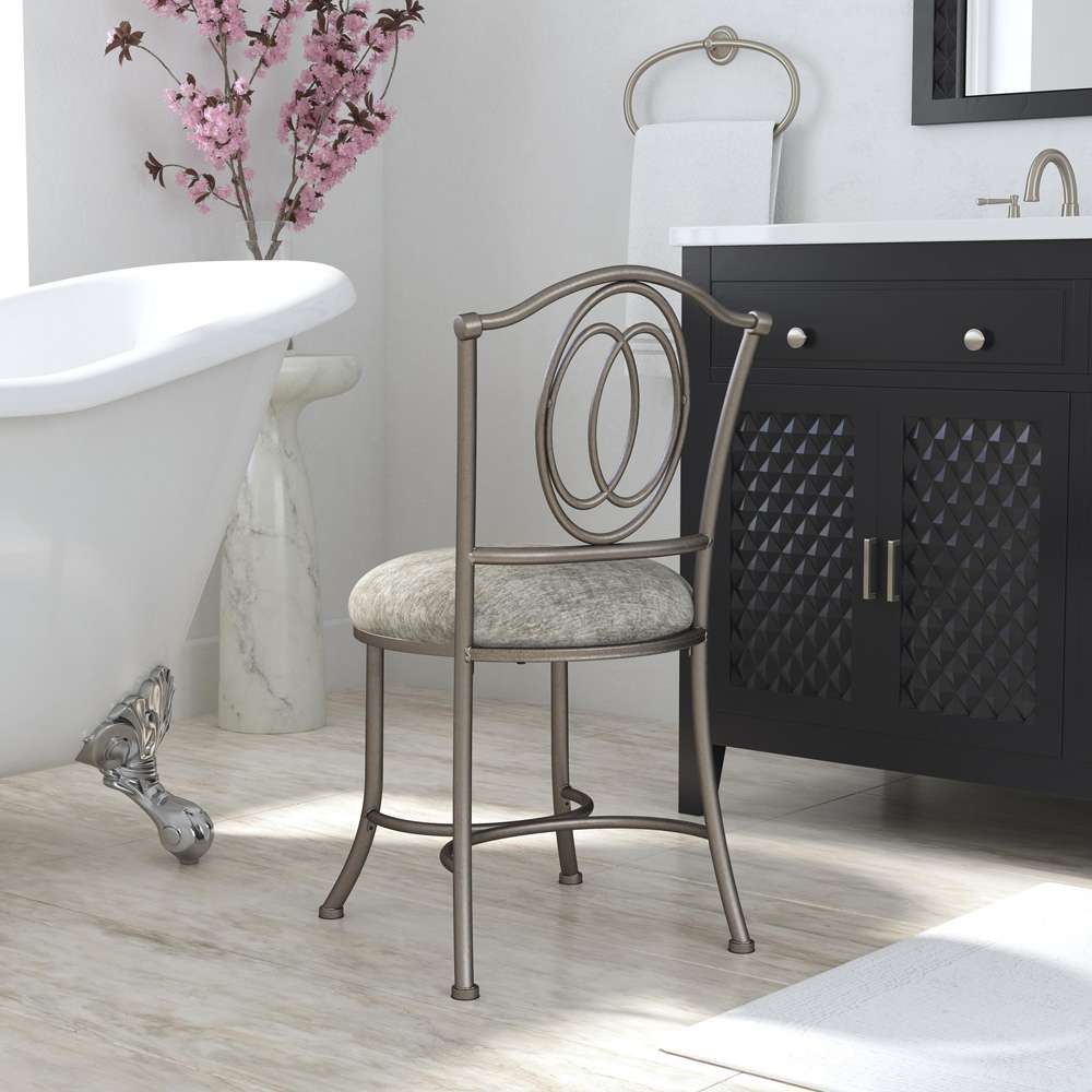 Hillsdale Furniture - Emerson Metal Vanity Stool, Pewter - 51053A veiw 4
