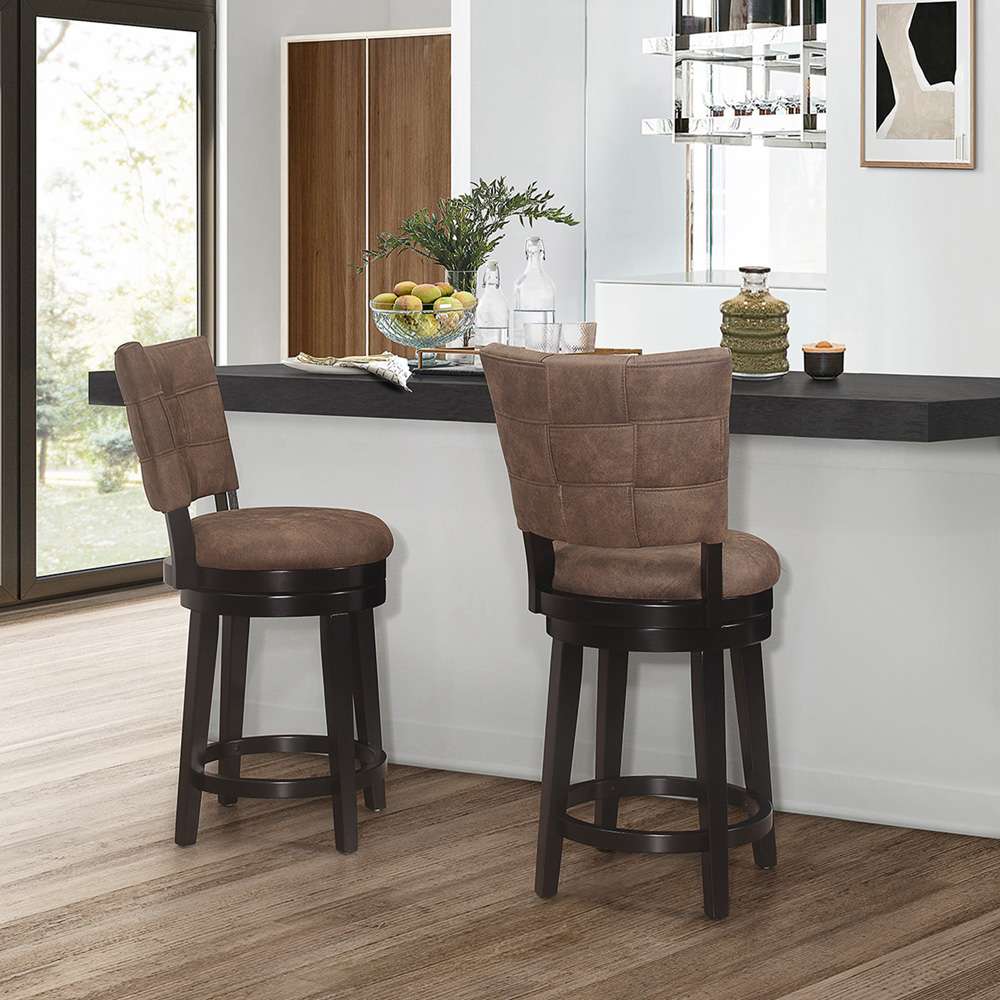 Hillsdale Furniture - Kaede Wood and Upholstered Counter Height Swivel Stool, Black with Chestnut Faux Leather - 4355-829 veiw 4