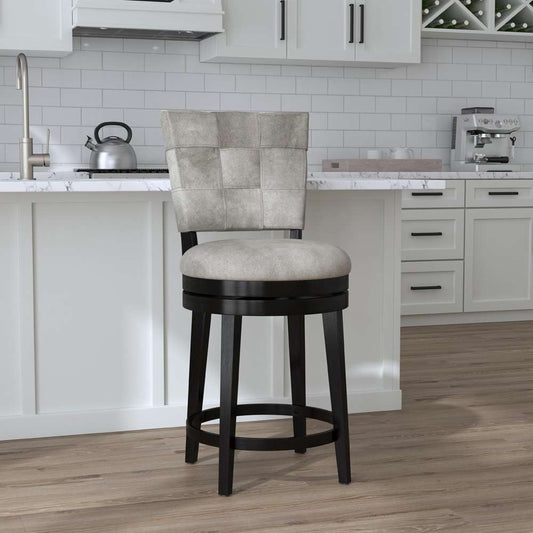 Hillsdale Furniture - Kaede Wood and Upholstered Counter Height Swivel Stool, Black with Weathered Granite Gray Faux Leather - 4355-828 veiw 2