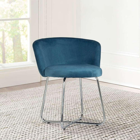 Hillsdale Furniture - Marisol Metal Vanity Stool, Chrome with Blue Fabric - 51108 veiw 2