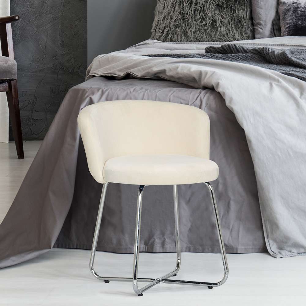 Hillsdale Furniture - Marisol Metal Vanity Stool, Chrome with Off White Fabric - 51109 veiw 4