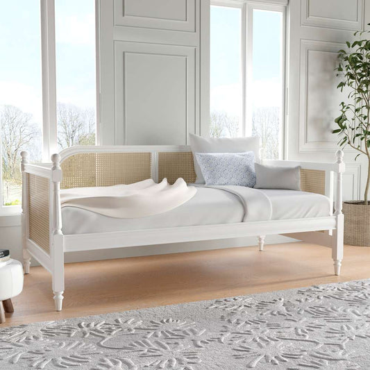Hillsdale Furniture - Melanie Wood and Cane Twin Daybed, White - 2167DB veiw 2